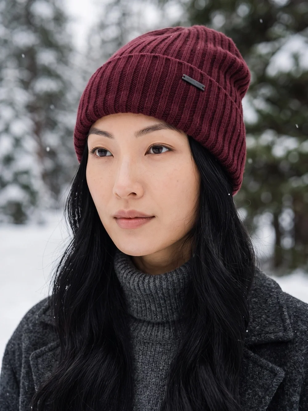 Michael Kors Burgundy Ribbed Knit Fleece-Lined Slouchy Beanie NWT